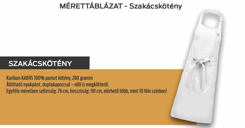 Mérettáblázat – Szakácskötény