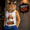 Büfés macska ujjatlan póló Neked is szia grafikával
